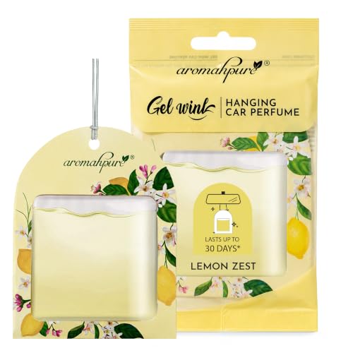 Aromahpure Gel Wink Hanging Car Perfume | Long-Lasting Gel Based Car Air Freshener | Car Accessories | Last Up to 30 Days (Pack 1, Lemon)