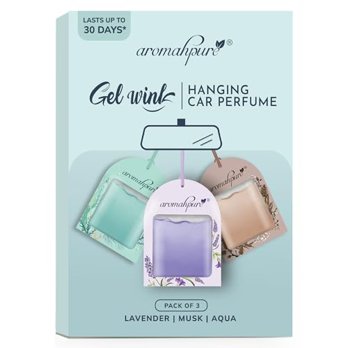 Aromahpure Gel Wink Hanging Car Perfume | Long-Lasting Gel Based Car Air Freshener | Car Accessories | Last Up to 30 Days (Musk-Aqua-Lavender)