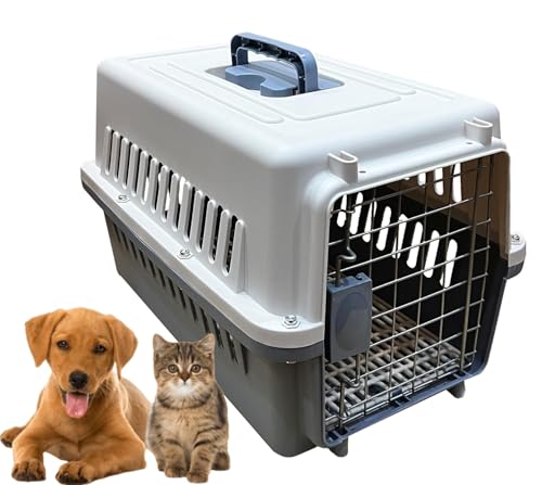 Art Vihar 19 Inch Pet Travel Carrier for Cats, Kittens, Puppies & Rabbits | Dog Crate with Metal Door & Spring Lock | Portable Folding Plastic Transport Box Kennel Cage for Shih Tzu, Pug, Pomeranian