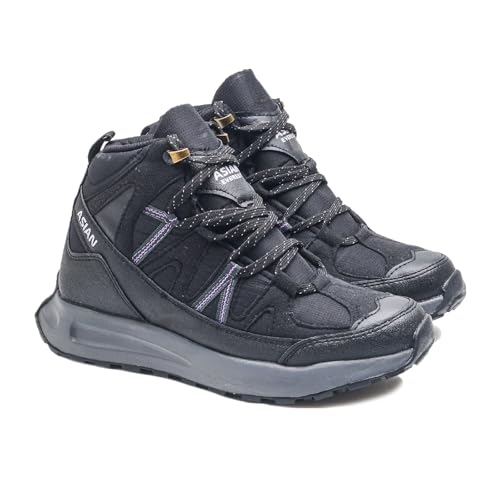 ASIAN Everest W-21 Women’s Trekking & Hiking Shoes | Durable Outdoor Footwear with Anti-Slip Outsole, Soft Cushion Comfort & Water-Resistant Upper | Ideal for Travel, Biking & Trails Black Grey