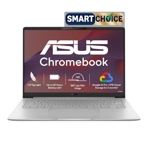 ASUS Chromebook CM1405 (2026), Smartchoice, MediaTek Kompanio 540 Processor, 4GB RAM, 64GB SSD, FHD, 14