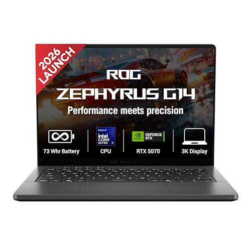 ASUS ROG Zephyrus G14 (2026),Intel Core Ultra 9 386H (Series 3),RTX 5070-8GB,32GB RAM,1TB SSD,3K OLED,14