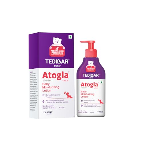 Atogla Baby Lotion 400ml from Tedibar Family with goodness of ceramides and oat lipids | No. 1* Pediatrician prescribed Moisturising Lotion- By Torrent Pharma