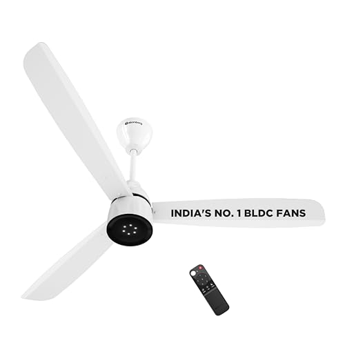 atomberg Renesa Enzel 1200mm BLDC Ceiling Fan with Remote | 5 star | Advance Air+ Technology | LED Speed Indicator | Low Noise | Sleek Design | Power Saving | 3 Year Warranty | Gloss White