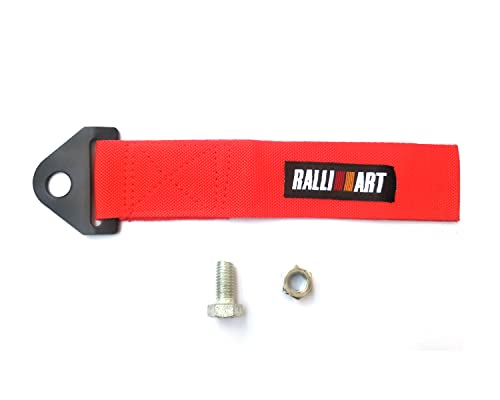 Auto E-Shopping Designer Nylon Car Towing Hook Strap Belt - Red (with Fitting nut Bolts) - 1 Pc.