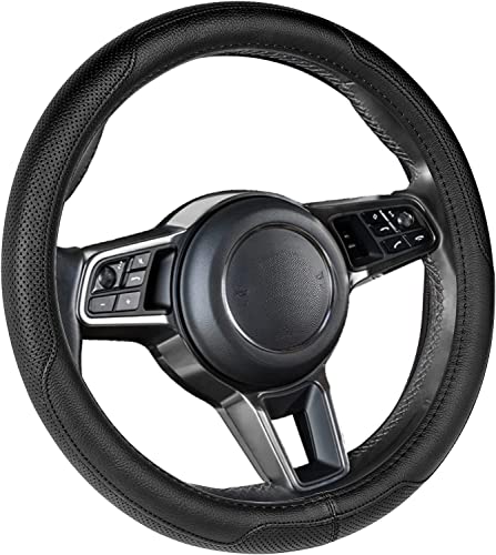 Auto Oprema (Award Winner at INDIA'S Rising Star 2024) Microfiber Leather Auto Car Steering Wheel Cover Universal 15 inch Dark Black