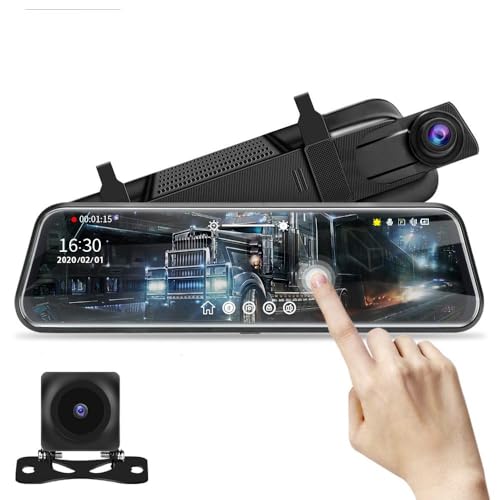 AUTO SNAP Dual Dash Full HD Front & Rear Reverse Camera 10 IPS Touch Screen Night Vision 170° Wide Angle Loop Recording Camera G-Sensor Parking Monitor Mirror Display Car DVR Cam