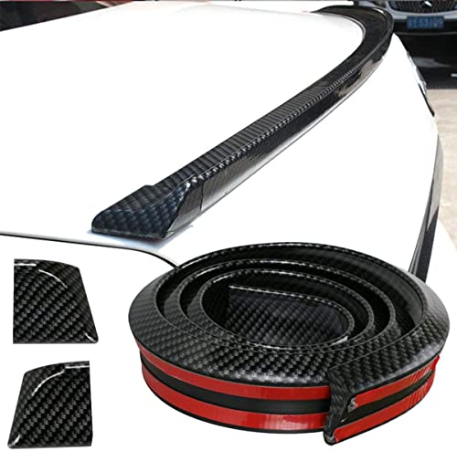 AutoBizarre Black Carbon Fiber Car Rear Spoiler Wing Lip Trunk Lip Dicky Skirt Trimmable Spoiler Lip Universal for All Cars - 1.5 Meters x 35mm