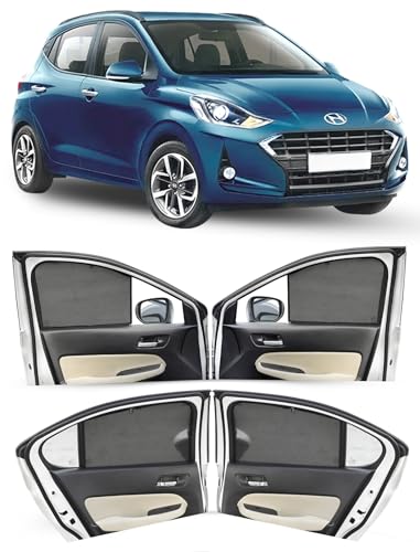 Autofact Car Sunshades for Hyundai Grand I10 Nios (2019 to 2025), UV Protection, Useful Car Accessories, Custom fit Sun Shades for Side Windows, Set of 4
