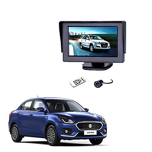 Autokraftz 4.3 Inch Car Rear View Kit and Tft LCD Monitor with Car Reversing Camera for Maruti Suzuki Swift Dzire (Combo of 2)