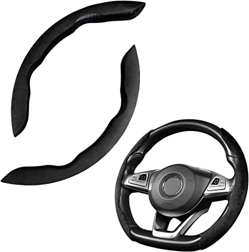 Automaze Abs New Suede Soft Touch Texture Steering Wheel Grip Cover For Cars,Safe And Non Slip Car Interior Accessory(Suede Black)