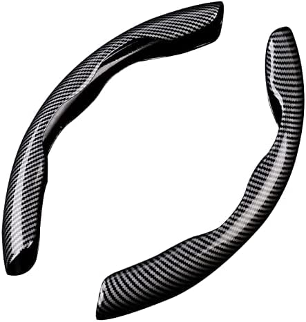 Automaze New Carbon Fiber ABS Texture Steering Wheel Grip Cover for Cars, Safe and Non Slip Car Interior Accessory (Carbon Black)