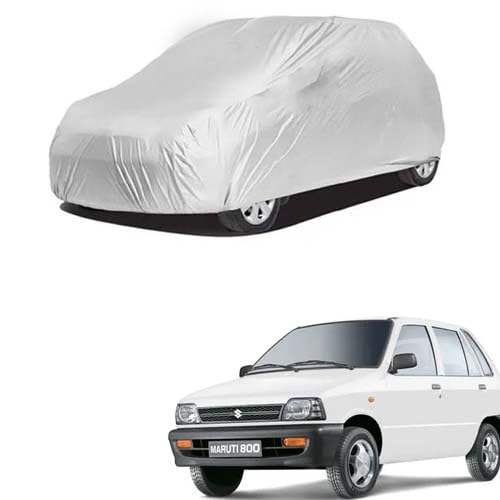 AutoRetail Car Cover for Maruti 800 | Waterproof Maruti 800 Car Body Cover Waterproof with Triple Stitched Fully Elastic Ultra Surface Car Cover, Silver