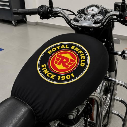 AutoStylist Bike Accessories Compatible with Royal Enfield Classic 350 / Bullet 350 Premium Fuel Tank Cover with Pouch Storage - Minimalist Sleek Black Logo, Heavy Duty Waterproof Leatherette.