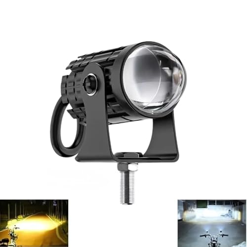 Autozap Mini Driving Fog Light Lamp Projector lens Spotlight Led Motorcycle Headlight Two Colors Motorbike Lighting System (12V, 30W) for Bike, car, truck, van, tractor Pack of 1 White, Yellow