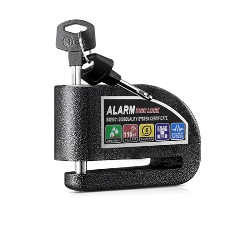 AVIGEAR® Securo Aluminium Bike Disc Lock with 110dB Anti-Theft Alarm, Waterproof Rust-Resistant, Heavy Duty Disc Brake Lock for Motorcycle Scooter, Shock Sensor Security, Strong Finish Polished Black