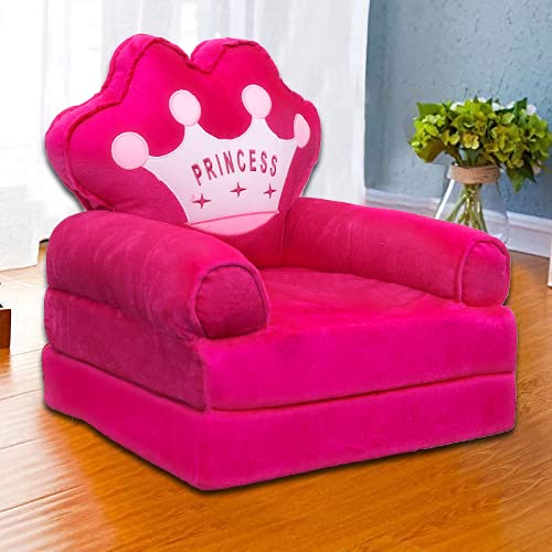 AWSM COLLECTION Kids Fiber Foldable Cartoon Princess Sofa Cum Bed Small Baby Sofa Chair for Room Decoration Gift Purpose (0-1.5 Years)-Pink - 1 Seater