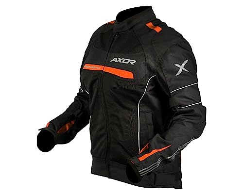 Axor Diva Riding Jacket MaxTec 600-D Textile for Women equipped with -Tech C.E. level 2 protectors at the elbows/shoulders/back and high tenacity mesh fabric for maximum ventilation-Black Orange-L