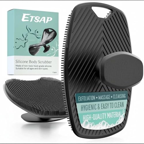 B-BUCKET Silicone Body Scrubber,Shower Scrubber for Nourishing Cleaning & Exfoliating Your Skin Lather Boosting Bristles with Ergonomic No-Slip Handle, Body Exfoliator for Men and Women bath brush