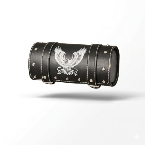 B.K ACCESSORIES Bike Tool Saddle Belt Eagle Design Black Universal for Bike Saddle Bag Brown Pu Leather Strap Closure 3