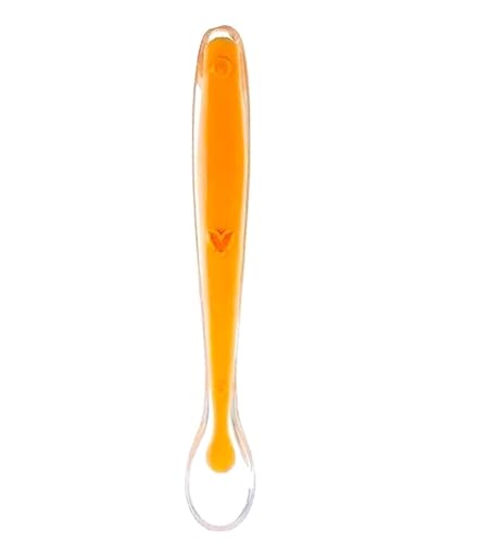 Baby Silicone Feeding Spoon | Soft Tip Infant Spoon for Newborns & Toddlers, BPA Free, Gentle on Gums (Pack of 1 - Orange)
