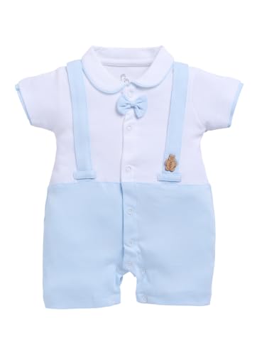 BabyGo Half Sleeves Baby Romper| 100% Cotton Rompers for New Born Baby| Baby Dress | Onesies| 0-3M| SKY| Infant Clothes
