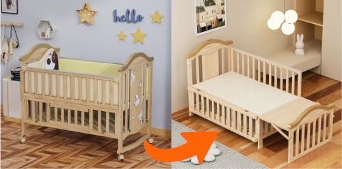 BabyTeddy® 16 in 1 Original Patented Baby Crib, Baby Cot, Toddler Bed,Cradle Rocker,Convertible Desk,Kid’s Sofa Mode Mosquito Net,Soft Mattress Diaper Changing Station