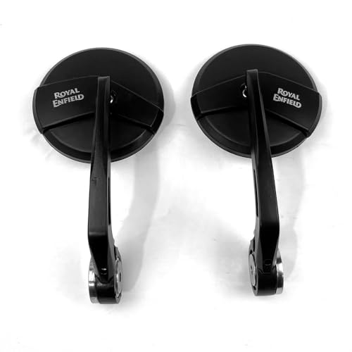 Bar End Mirror Pair, Round Convex, for Royal Enfield New Classic/Bullet/Hunter/Meteor 350/Super Meteor 650/Continental GT/Interceptor/Himalayan/Scram/Guerrilla, Universal Fit