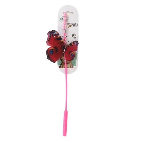 BASIL Royal Yet Noble Cat Teaser Wand – Interactive Teasing Stick with Butterfly and Bell for Indoor Cats – Fun Pet Toy for Exercise and Play