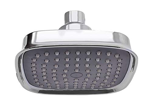 BATH GURU 5x5 Inch Square Rain Shower Head for Bathroom, ABS Plastic Overhead Shower with Chrome Finish, Leak Proof, Anti-Clog Silicone Nozzles, Universal Fit for Wall & Ceiling Mount