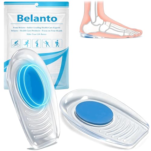 Belanto Orthopedic Heel Pads For Pain Relief, 1 Pair Plantar Fasciitis Heels Support Cushion Pads for Ankle Pain, Heel Spur Shoe Insert for Men & Women, Heel Protector Cups for Pain & Achilles Tendonitis (Free Size)