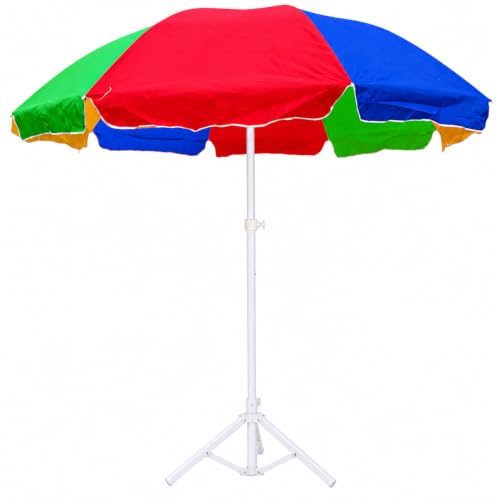 BENAVJI 7.5 Feet Multicolor Patio Umbrella with Adjustable Height Stand | Outdoor Garden Beach Umbrella | UV Protection, Water Resistant, Heavy Duty Tripod Base | Portable Sun Shade for Garden, Terrace, Picnic & Beach