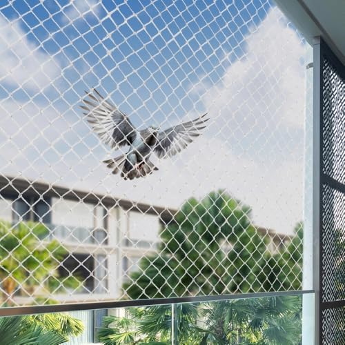 BENAVJI Bird Net for Balconies | Pigeon Net Anti Bird and Monkey Heavy Duty UV Stabilized HDPE Mesh with Installation kit White Color Size 6FTX8FT