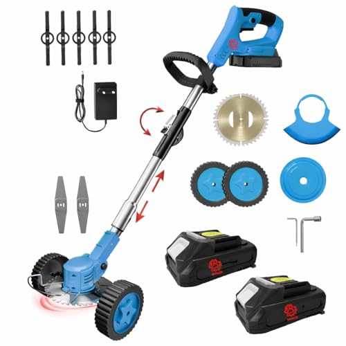 BENAVJI Electric Cordless Rechargeable Grass & Edge Cutter 2 x 48V - 25cm Cutting Width | 2-in-1 Mower & Trimmer Adjustable Height Lightweight & Portable | 3 x Heavy-Duty Blades for Lawns & Gardens