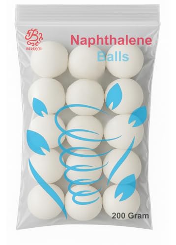 BENAVJI Naphthalene Balls Moth, Protect Clothes 100% Safe | 200g | Insect Repellant | Ideal for Cupboards, Bookshelves and Toilets