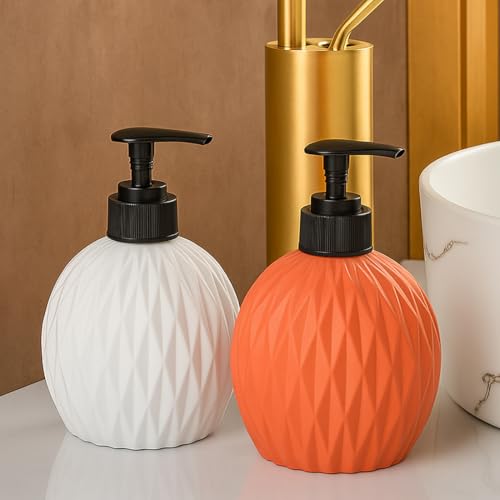 BENAVJI Outdoor Living Dimond Cut Design Liquid Soap Dispenser, 300ml, Multipurpose Refillable Plastic Pump for Hand Wash, Dish Wash, Shampoo, Kitchen, Bathroom, and Household Use Pack of 2