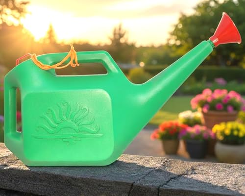 BENAVJI Watering Can Plastic Green Water Can with Sprayer for Plants Garden Indoor Outdoor Watering Shower Can Sprinkler for Plants Watering Hand Bottles for Garden Water Spray Can (Green, 5 Liter)