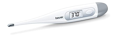 Beurer FT-09 Digital Oral Thermometer for Fever | High Accuracy |Digital Display | Water Resistance - Color White, Glass and Plastic