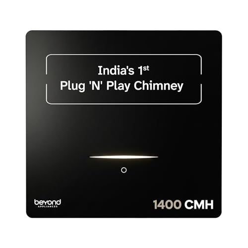 Beyond Appliances Cube Pro Plug N Play Ductless Kitchen Chimney | 1400 CMH | Auto Clean | 5-Stage Charcoal Activated Filter | Touch Control | 3-way Suction | 48dB Low Noise | Black | PAN INDIA SERVICE