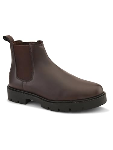 Big Fox Women’s Chelsea Boots – Slip-On Ankle Boots with Lug Sole (Brown)