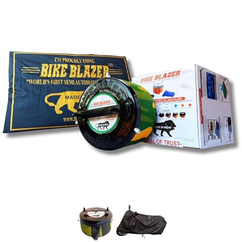 BIKEBLAZER Semi-Automatic Full Body Bike Cover | Universal Size Compatible for All Motorcycles | Heavy Duty Device | Water Resistant | UV Safe | 100% Dust Proof | Anti-Theft & Scratch Proof Cover AK