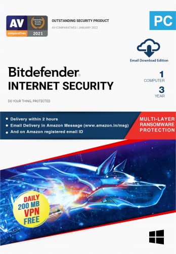 BitDefender Internet Security - 1 User, 3 Years Windows (Email Delivery in 2 hours - No CD)