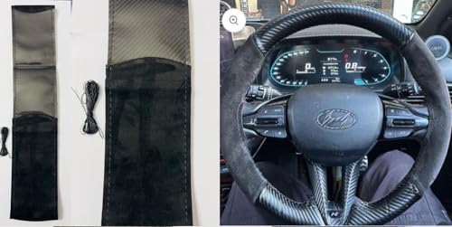 Black Alcantara Steering Grip Cover for Car Steering Wheel Soft Durable Universal Fit for Car Steering Grip Cover with Stiching Thread.