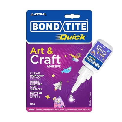 Bondtite Quick Art & Craft Glue, 10g | High-Viscosity, Non-Drip Adhesive | Clear Finish, Repositionable Glue for DIY Craft Projects, Home & School Use
