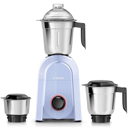 Bosch CosMixx Pro 750W Mixer Grinder | German Engineering for Powerful & Ultra Fine Grinding | 3 Leak Proof Stainless Steel Jars | 22000 RPM Heavy Duty Motor | Overload Protection (MG8413C4SI)