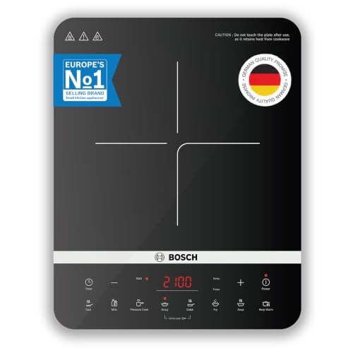 Bosch TrueSafe Indi 2100W Ultra-Sleek Induction Cooktop | Feather Touch Control Panel | Superior 6KV Surge Protection | 8 Preset Menus & Timer | 3 Year Coil Warranty | Child Safety Lock | (PI815S11EI)