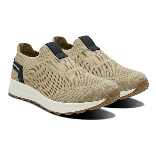 BRUTON MOVEX- Sneakers | Lightweight EVA Sole | Breathable Mesh | Sneakers for Men-Beige, Size 9