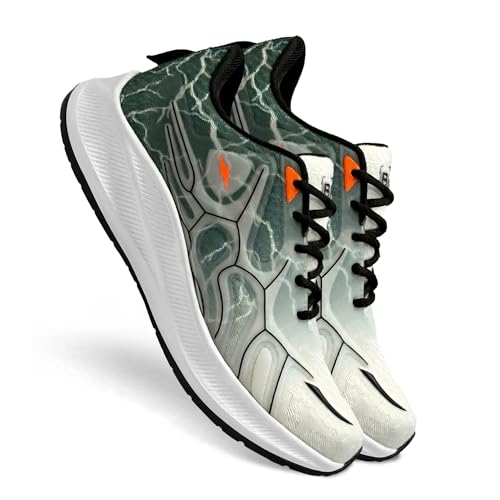 BRUTON Viper- Trendy Sport Shoes | EVA | Lace-Up | Lightweight | Comfortable Running Shoes for Men- Size 8 Grey/Black