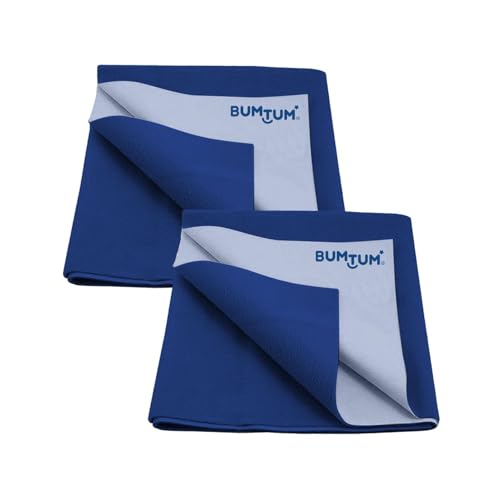 Bumtum Dry Sheet Instadry Extra Leakproof Quick Baby Bed Protector | Medium Size 100 * 70cm | Pack of 1 | Royal Blue, Polycotton