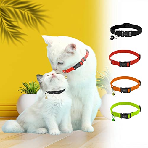 Buraq 2 Pcs Perfect Plain Cat Collar for Indoor & Outdoor Use, Strong Cat Belt, Adjustable & Durable, Accessories for Cats - Color May Vary (Pack of 2)